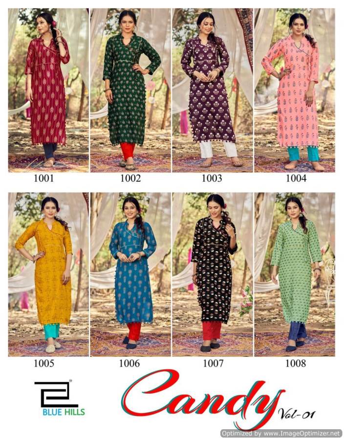 Blue Hills Candy 1 Stylish Ethnic Wear Rayon Designer New Kurti Collection